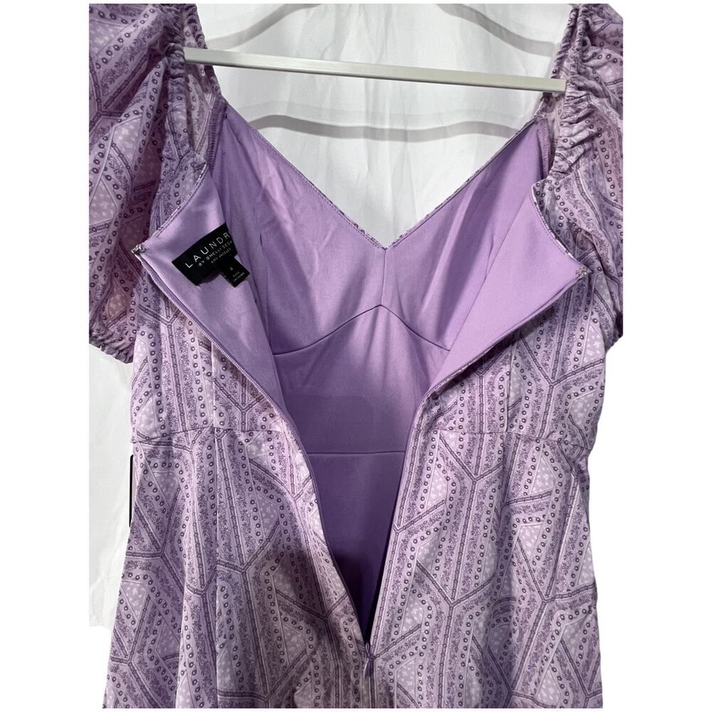 Laundry Womens 4 Purple Floral Ruffle Puff Sleeve Mini Dress Swiftie Lover era - Picture 8 of 11